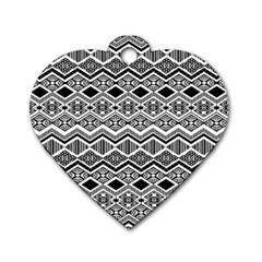 Aztec Design Pattern Dog Tag Heart (Two Sides)