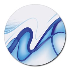 Glittering Abstract Lines Blue Wave Chefron Round Mousepads by Mariart