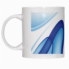 Glittering Abstract Lines Blue Wave Chefron White Mugs