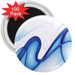Glittering Abstract Lines Blue Wave Chefron 3  Magnets (100 pack) Front