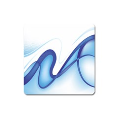 Glittering Abstract Lines Blue Wave Chefron Square Magnet