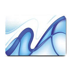 Glittering Abstract Lines Blue Wave Chefron Small Doormat 