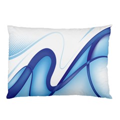 Glittering Abstract Lines Blue Wave Chefron Pillow Case by Mariart