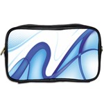 Glittering Abstract Lines Blue Wave Chefron Toiletries Bags 2-Side Back