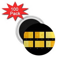 Horizontal Color Scheme Plaid Black Yellow 1 75  Magnets (100 Pack) 