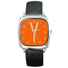 Iron Orange Y Combinator Gears Square Metal Watch by Mariart