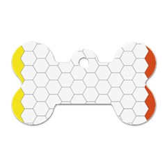 Hex Grid Plaid Green Yellow Blue Orange White Dog Tag Bone (one Side)