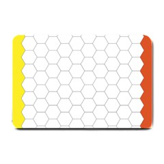 Hex Grid Plaid Green Yellow Blue Orange White Small Doormat  by Mariart