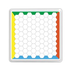 Hex Grid Plaid Green Yellow Blue Orange White Memory Card Reader (square) 