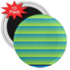 Line Horizontal Green Blue Yellow Light Wave Chevron 3  Magnets (10 Pack) 