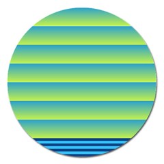 Line Horizontal Green Blue Yellow Light Wave Chevron Magnet 5  (round) by Mariart