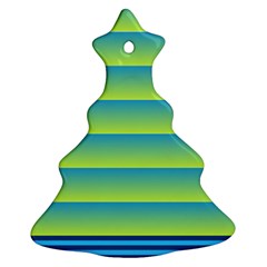 Line Horizontal Green Blue Yellow Light Wave Chevron Christmas Tree Ornament (two Sides) by Mariart