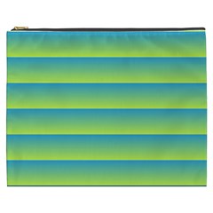 Line Horizontal Green Blue Yellow Light Wave Chevron Cosmetic Bag (xxxl) 