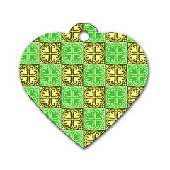 Clipart Aztec Green Yellow Dog Tag Heart (one Side)