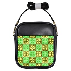 Clipart Aztec Green Yellow Girls Sling Bags by Mariart