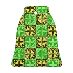 Clipart Aztec Green Yellow Bell Ornament (two Sides) by Mariart