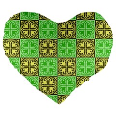 Clipart Aztec Green Yellow Large 19  Premium Heart Shape Cushions by Mariart