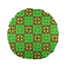 Clipart Aztec Green Yellow Standard 15  Premium Flano Round Cushions by Mariart