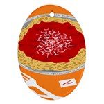 Instant Noodles Mie Sauce Tomato Red Orange Knife Fox Food Pasta Ornament (Oval) Front