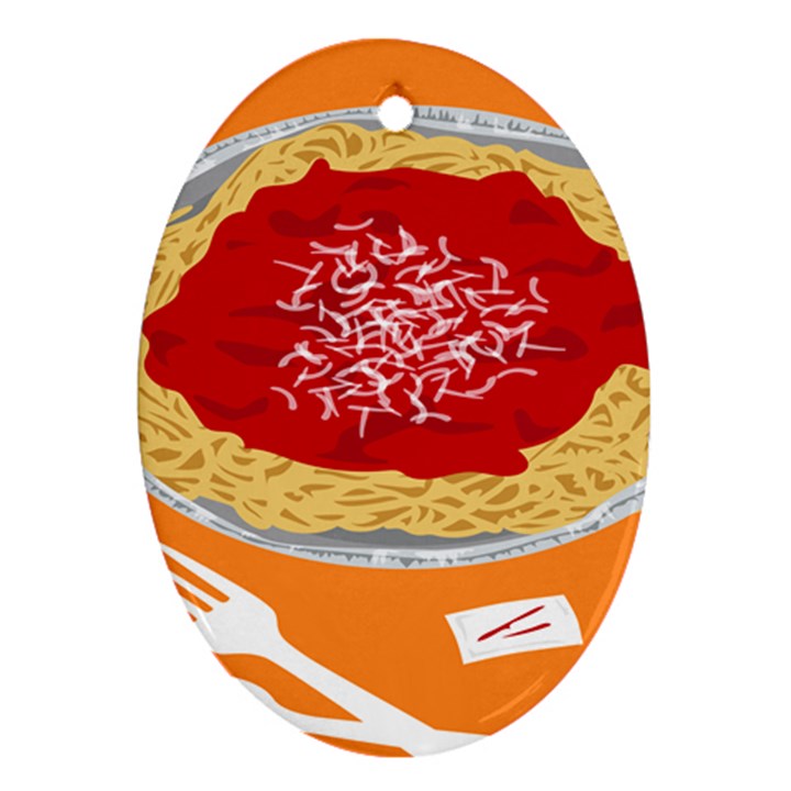 Instant Noodles Mie Sauce Tomato Red Orange Knife Fox Food Pasta Ornament (Oval)