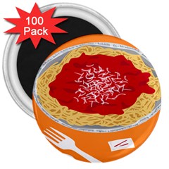 Instant Noodles Mie Sauce Tomato Red Orange Knife Fox Food Pasta 3  Magnets (100 Pack)