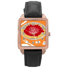 Instant Noodles Mie Sauce Tomato Red Orange Knife Fox Food Pasta Rose Gold Leather Watch 