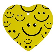 Linus Smileys Face Cute Yellow Ornament (heart) by Mariart