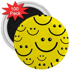 Linus Smileys Face Cute Yellow 3  Magnets (100 Pack)
