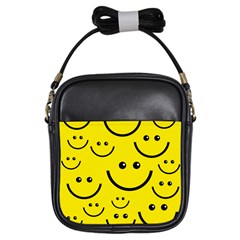 Linus Smileys Face Cute Yellow Girls Sling Bags by Mariart