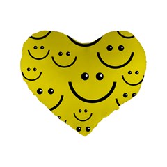 Linus Smileys Face Cute Yellow Standard 16  Premium Heart Shape Cushions by Mariart