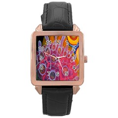 Micro Macro Belle Fisher Nature Stone Rose Gold Leather Watch 