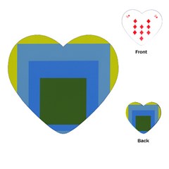 Plaid Green Blue Yellow Playing Cards (heart) 