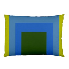 Plaid Green Blue Yellow Pillow Case (two Sides)