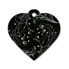 Floral Design Dog Tag Heart (one Side)