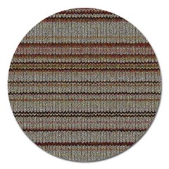 Stripy Knitted Wool Fabric Texture Magnet 5  (Round)