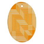 Orange Line Plaid Ornament (Oval) Front