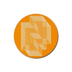 Orange Line Plaid Rubber Coaster (round)  by Mariart