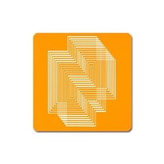 Orange Line Plaid Square Magnet