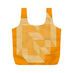 Orange Line Plaid Full Print Recycle Bags (m)  by Mariart