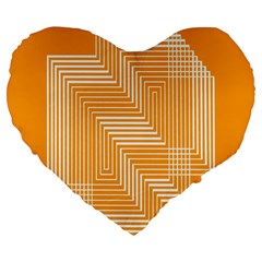 Orange Line Plaid Large 19  Premium Flano Heart Shape Cushions by Mariart