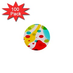 Polkadot Color Rainbow Red Blue Yellow Green 1  Mini Buttons (100 Pack)  by Mariart