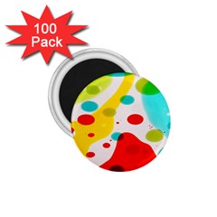 Polkadot Color Rainbow Red Blue Yellow Green 1 75  Magnets (100 Pack) 