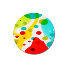 Polkadot Color Rainbow Red Blue Yellow Green Magnet 3  (round)
