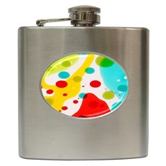 Polkadot Color Rainbow Red Blue Yellow Green Hip Flask (6 Oz) by Mariart