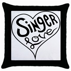 Singer Love Sign Heart Throw Pillow Case (black) by Mariart