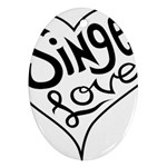 Singer Love Sign Heart Oval Ornament (Two Sides) Front