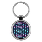 Polkadot Plaid Circle Line Pink Purple Blue Key Chains (Round)  Front