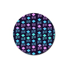 Polkadot Plaid Circle Line Pink Purple Blue Rubber Coaster (round)  by Mariart