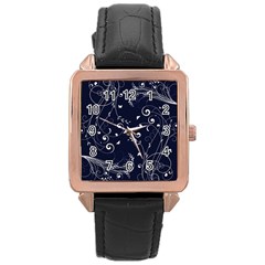 Floral Design Rose Gold Leather Watch  by ValentinaDesign