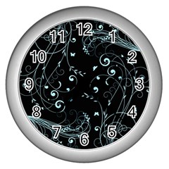 Floral Design Wall Clocks (silver)  by ValentinaDesign